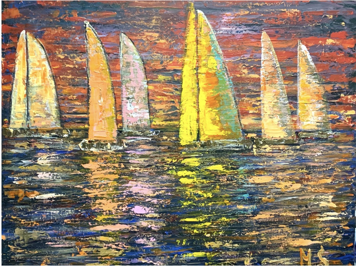 Sun Melting into the Sea painting by Ukrainian artist Marina Stognieva